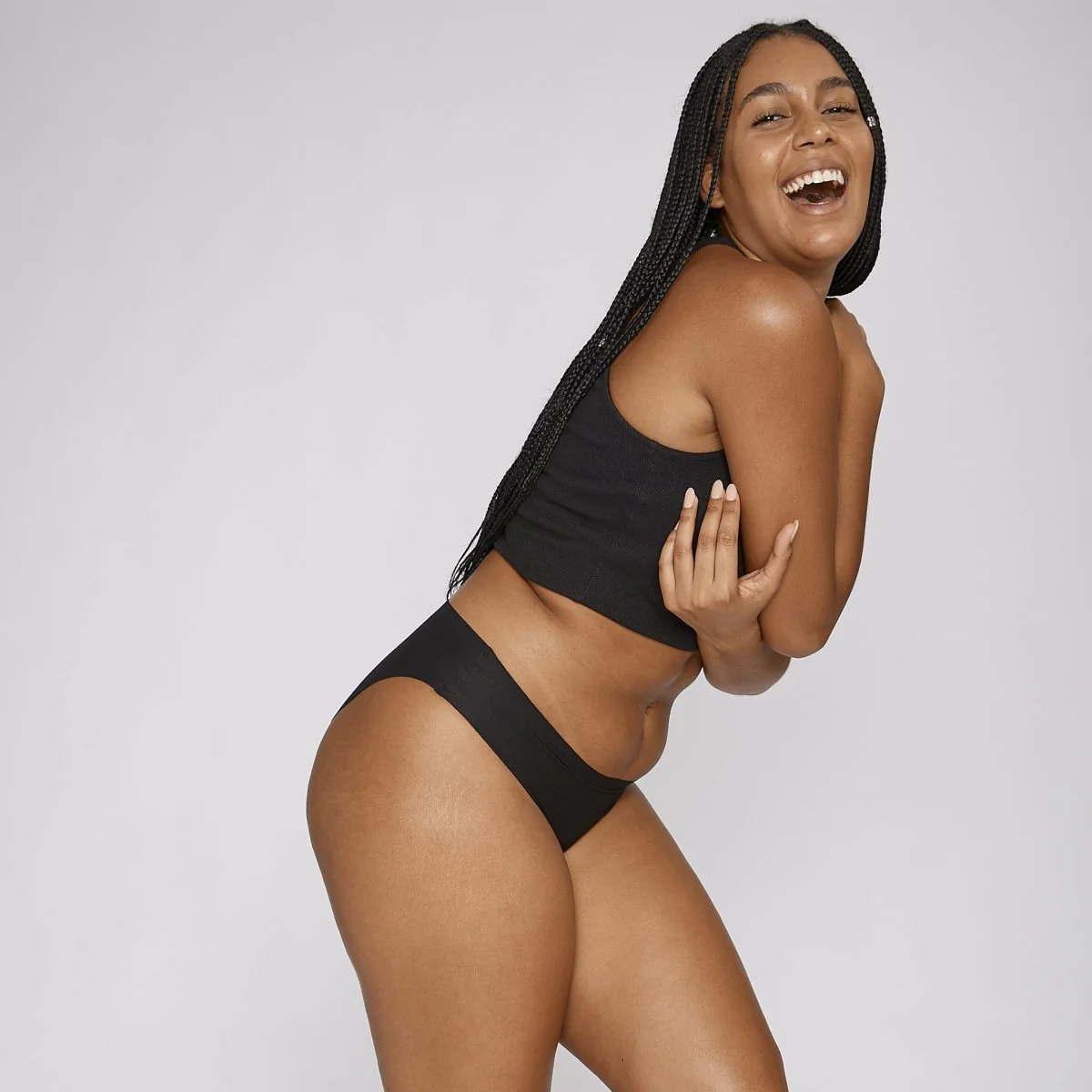 Original-Rise Bikini Brief - Seamless Cotton - Black - Image 5